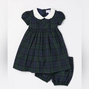 Rachel Riley Exclusive Blackwatch Frill Front Dress and Bloomers Size 12 months